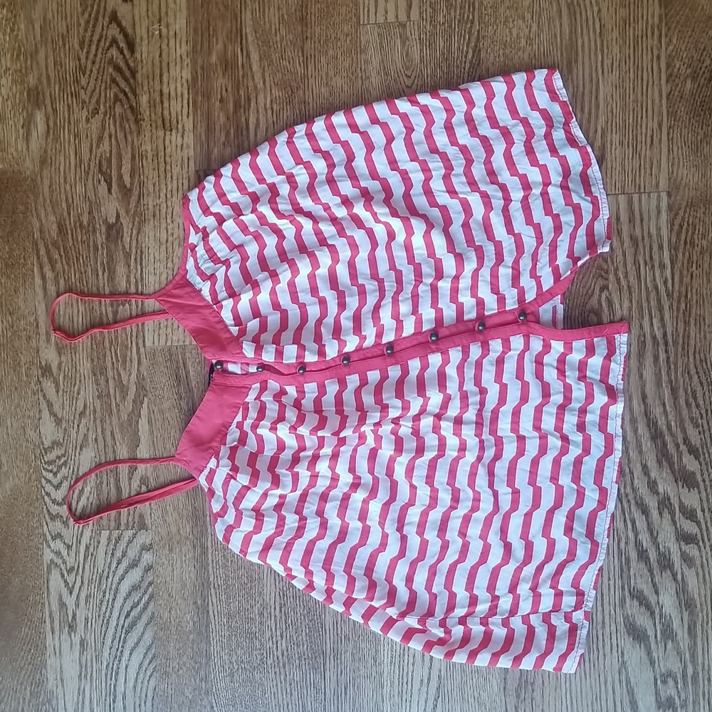 (S) Naked Zebra Coral Striped Loose Fit Tank Top ❤ Summer Spaghetti Strap